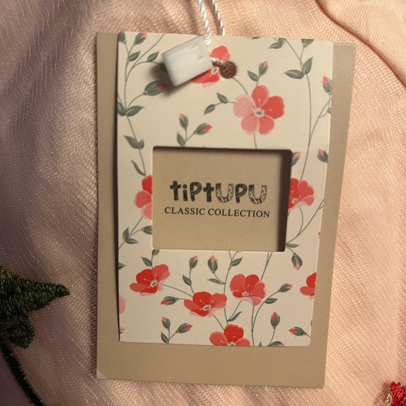 TIPTUPU a light pink rock a billy style swing dress with embroidered red roses - Picture 10 of 10